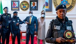 Babajide Sanwo Olu Meets Policeman Sunday Erhabor Assaulted By Reckless Driver